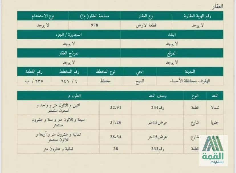 أرض للبيع بالهفوف — صورة 1 من 2